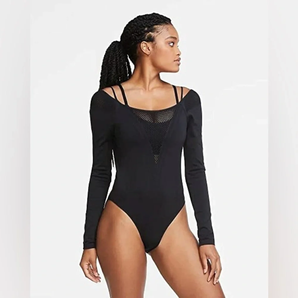🔥NWT NIKE LONG-SLEEVE SEAMLESS TRAINING BODYSUIT BLACK XS WORKOUT GEAR